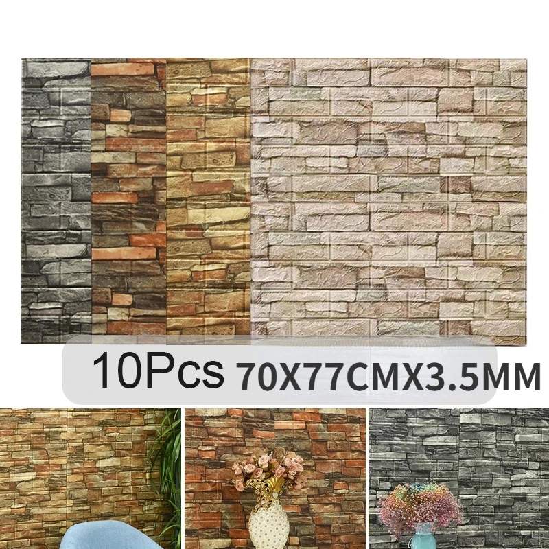 Pvc Panel Background - 자체 접착 3D 벽돌 벽 스티커