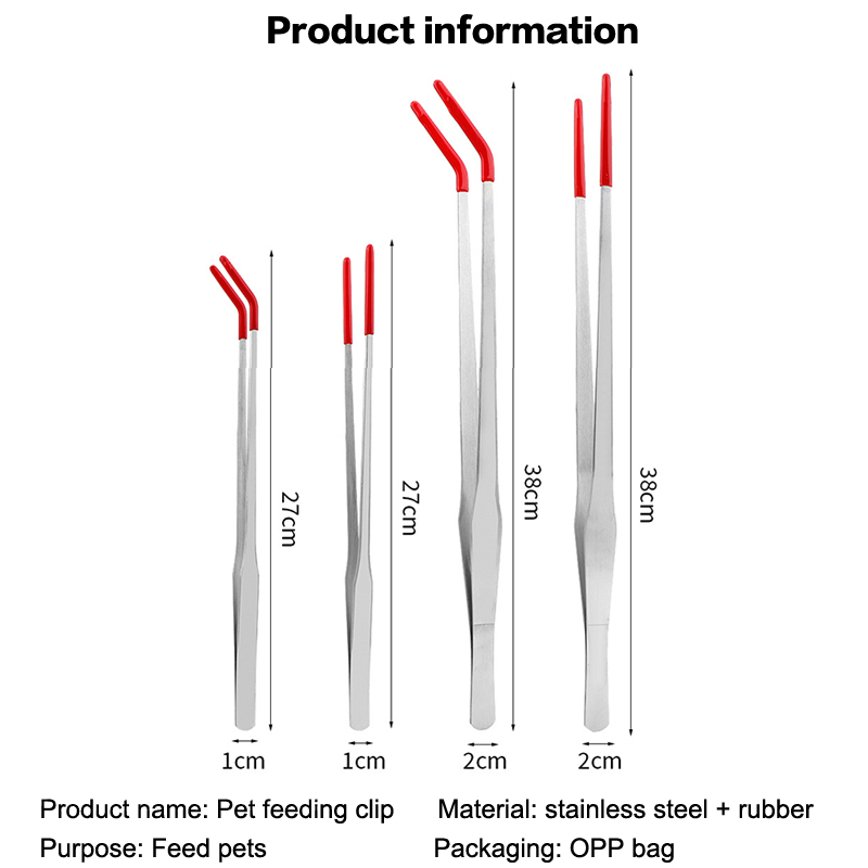 Feeding Tong Stainless - 고무 팁이 있는 파충류 먹이주기 집게,
